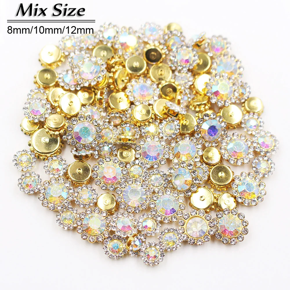 Смешанные размеры, 100 шт., цветы, пришивные камни, плоские стразы для шитья одежды, сумок, обуви, украшение свадебного платья