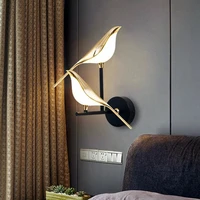 creative parlor background wall decoration wall sconce lighting nordic style art magpie bird bedroom bedside led wall lamp