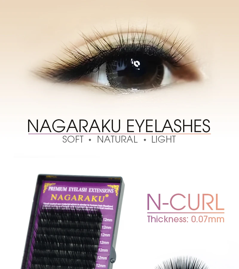NAGARAKU N curl L curl 20 рядов/лоток 7~ 15 мм микс норковые ресницы для наращивания Индивидуальные ресницы, L ресницы, L накладные ресницы