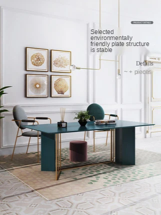 

Nordic light luxury dining table and chair combination post modern minimalist style dining table 6 people dining table furniture