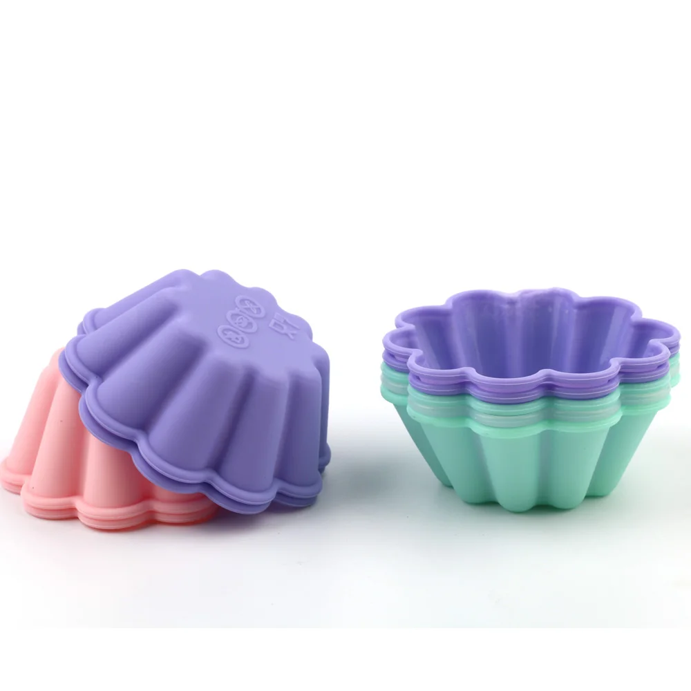 

Silicone Muffin Cupcake Mold Fondant Pan Small Cake Kitchen Flower Shape Baking Pastry Tools Cake Decorating Tools 6/12PCS