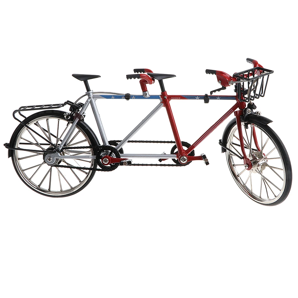 

1:10 Alloy Tandem Bike Diecase Model Figure Showcase Display Collection Toy Desktop Ornament Black
