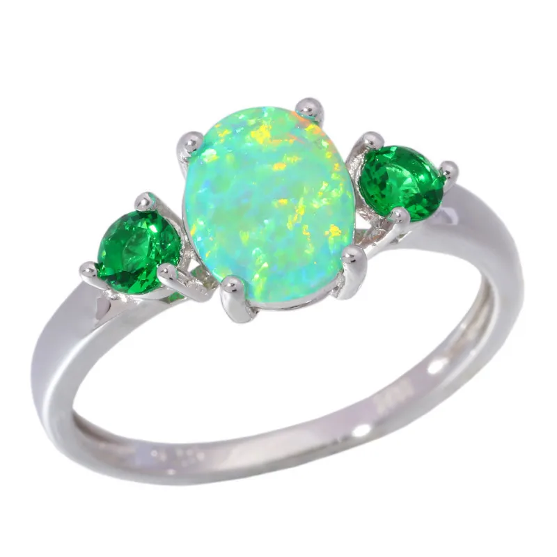 

Vintage Australian Crystal Flower Ring Female Anniversary Gift Jewelry Fashion Golden Opal Engagement / Wedding Rings