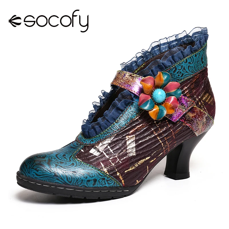 Женские ботинки из натуральной кожи SOCOFY весенние элегантные туфли лодочки на