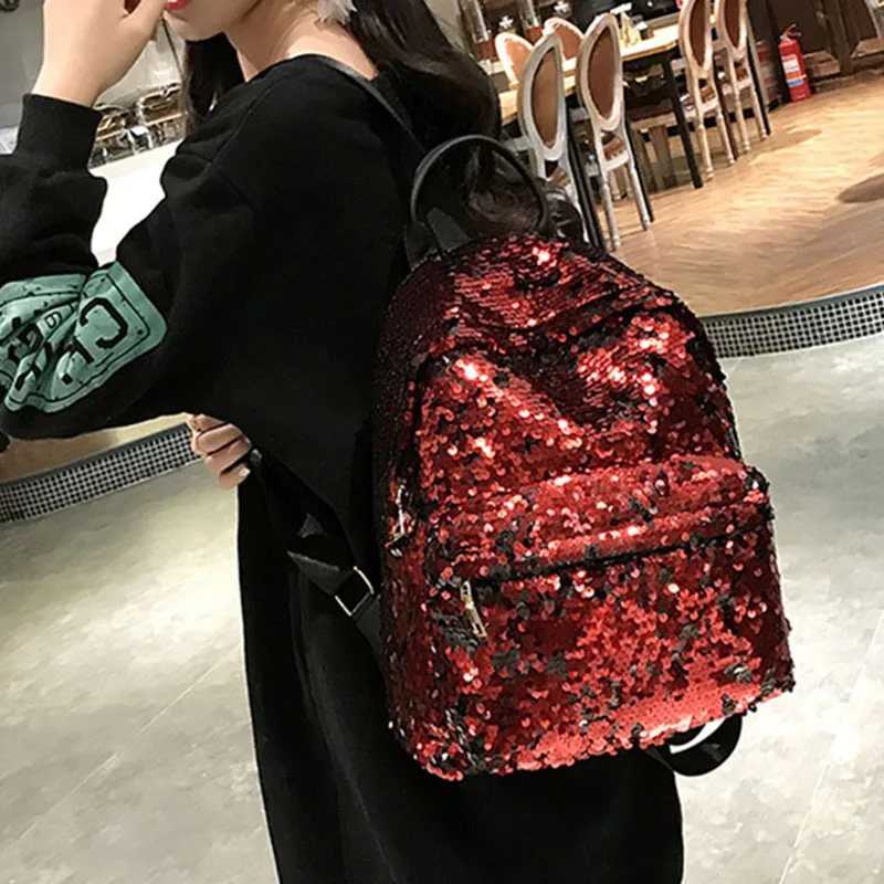 Женский рюкзак с мозаикой и блестками модный школьный ранец из искусственной