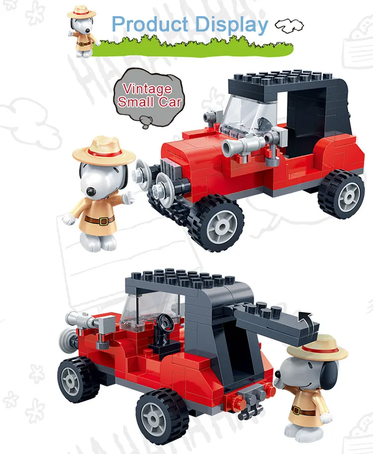 BanBao Горячие IP Snoopy арахис дом техника город Playmobil Juguetes пластиковые строительные блоки, игрушки развивающие модели DIY Кирпичи