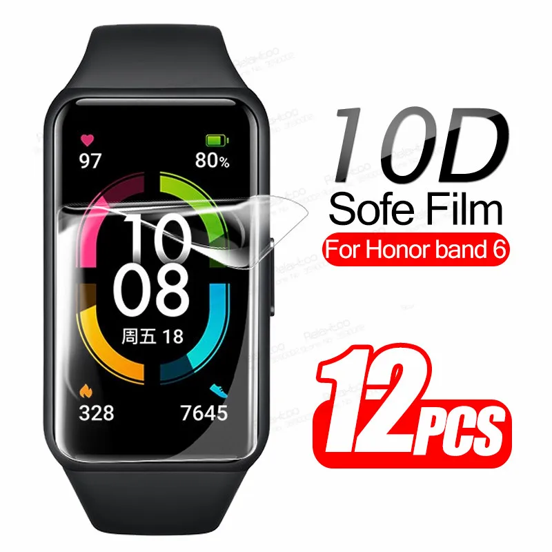 10D 12 шт ТПУ мягкая пленка для Huawei Honor Band 6 защита экрана на Band6 полная изогнутая