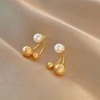 Новинка 2021, классические большие и маленькие металлические серьги с жемчугом для женщин, яркие серьги для вечерние ринки и свадьбы