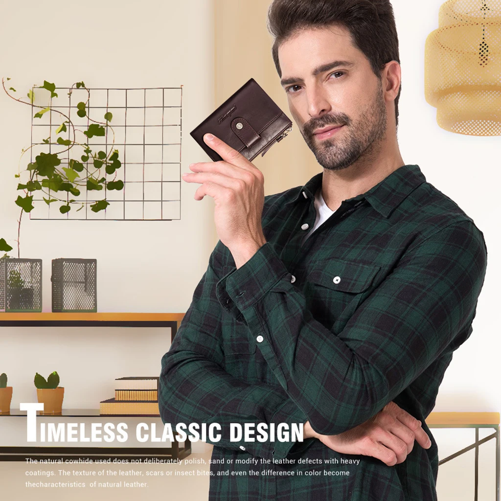 

Men's Wallets PU Leather Business Credit Card Holder RFID Anti Theft Male Snap Zipper Purse with Money Bag