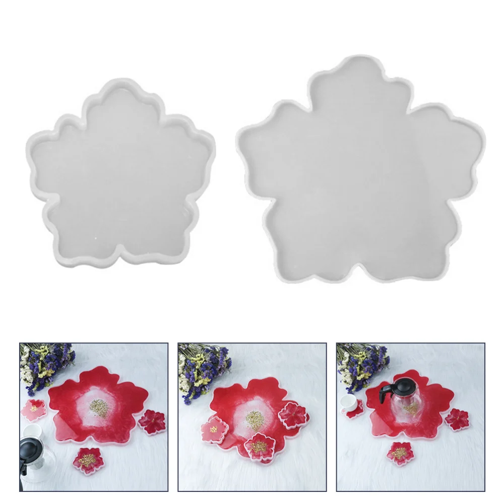 

2 Pcs Flower Shape Silicone Mould Creative Cup Coaster Mold Manual Mold