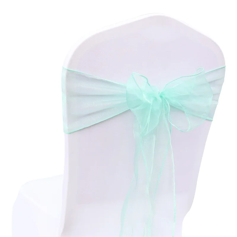 Dark Mint Green Органза свадебный стул узел украшение стул пояса бант для свадебной вечеринки событие банкет накладка на стул декор 18 см x 275 см - Цвет: Dark Mint Green