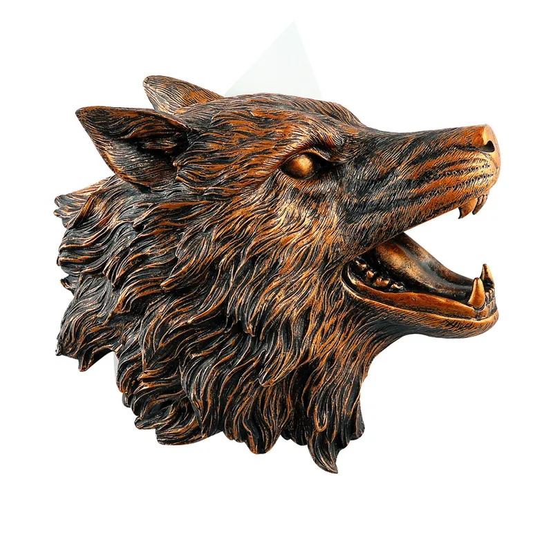 

European Style Creative Wolf Head Wall Hanging Simulation Animal Wall Decoration Living Room Bar Wall Retro Wall Hanging