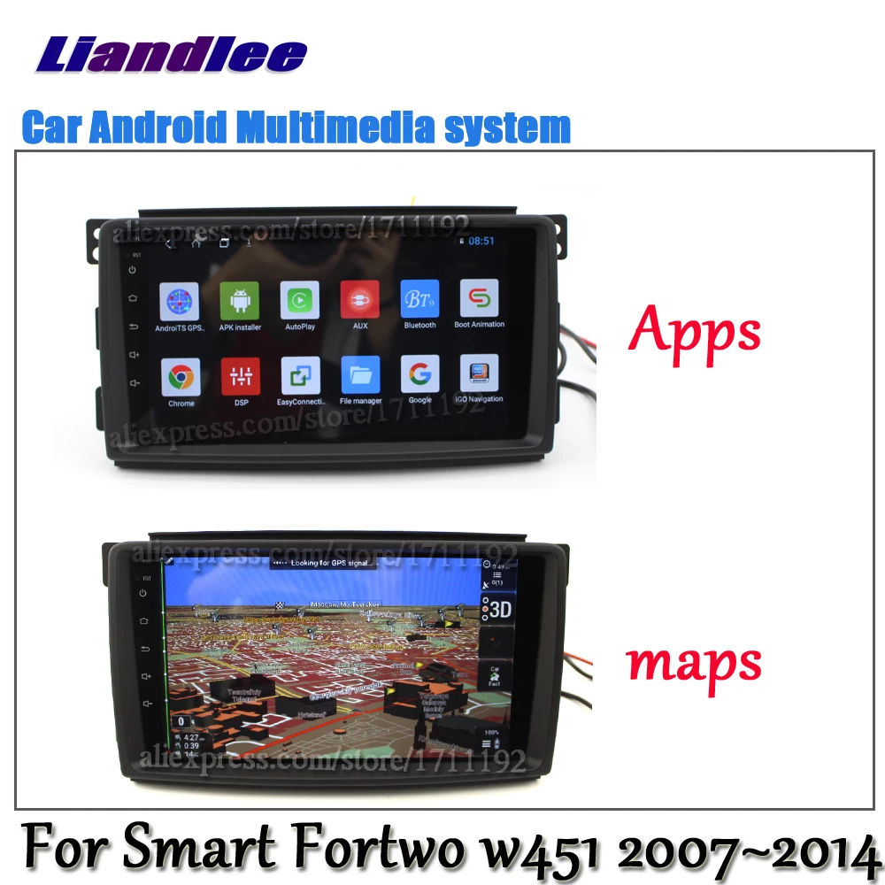 Liandlee Android 10 4 + 64G для Smart Fortwo w451 2007 ~ 2014 Автомобильный IPS экран Carplay BT Wifi GPS навигация