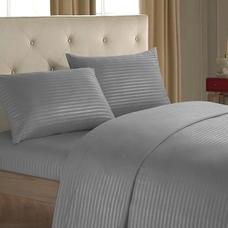 

25 bedding set 100%Polyester Striped Bed Sheet Set Twin Full Queen King Size Bed Lines Flat Sheet+Fitted Sheet+Pillowcase