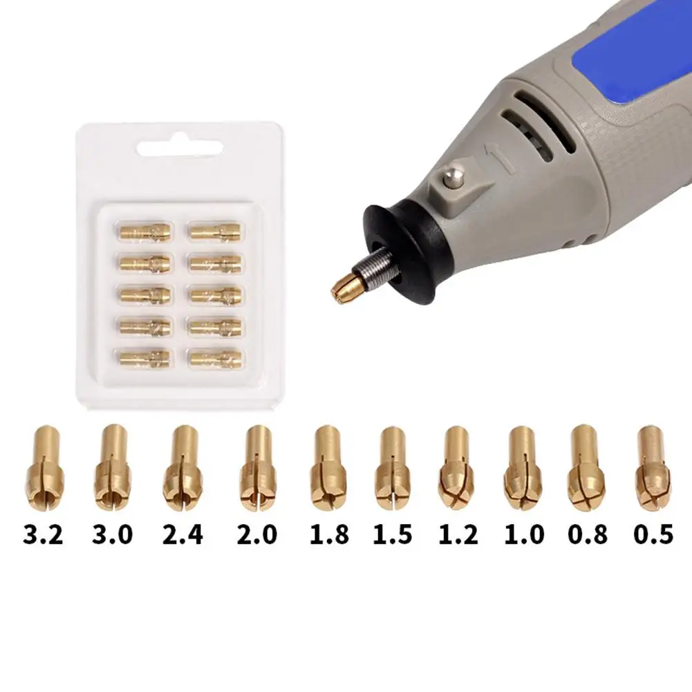 

10pcs Power Tool Mini Drill Brass Collet Chuck for Dremel Rotary Tool Dremel Accessories Machine Polishing Engraver Electric