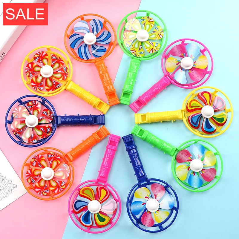 10pcs random color 5/10 шт. детские игрушки Классический пластиковый цвет свисток ветряная мельница Праздник День Рождения Вечеринка подарки Детские школьные подарки игрушки - Color: 10pcs random color
