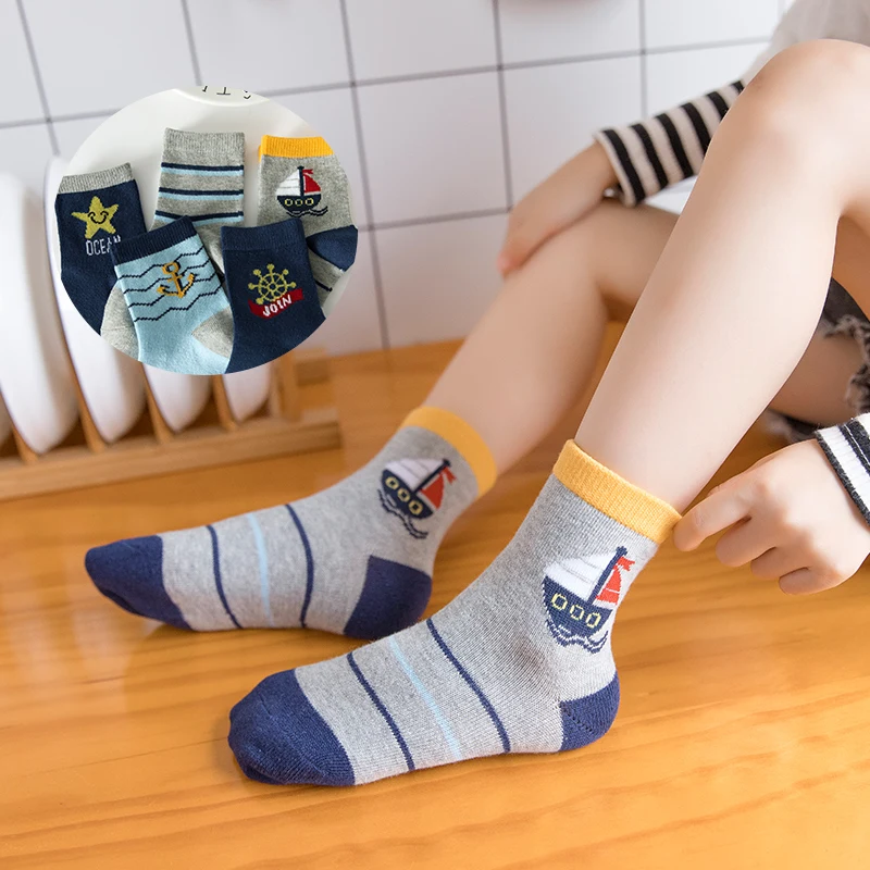 

5 Pair Safe 8 series Socks Snowman elephant marine dinosaur Comfort Warm Cotton High Quality Soft Child Boy Newborn Socks Kids