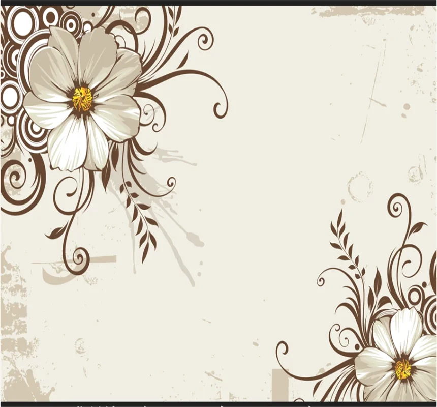 Настенные обои на заказ настенные Современные простые черно-белые цветы фон для