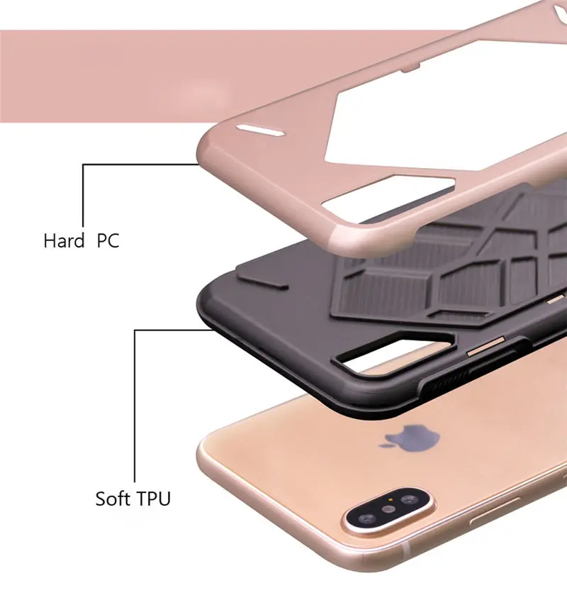 2в1 PC TPU Прочный защитный чехол для iPhone X 8 7 6 S Plus силиконовый гибридный резиновый