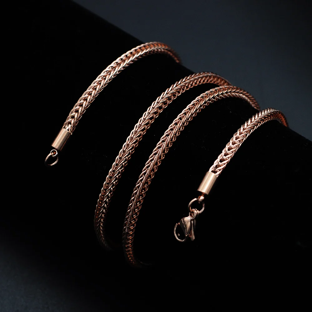 Мода 3 мм фокстейл цепь для женщин мужчин в стиле хип хоп 100% 316L нержавеющая сталь