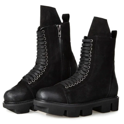 Ботинки из натуральной кожи Мужские дышащие Туфли оксфорды с круглым носком