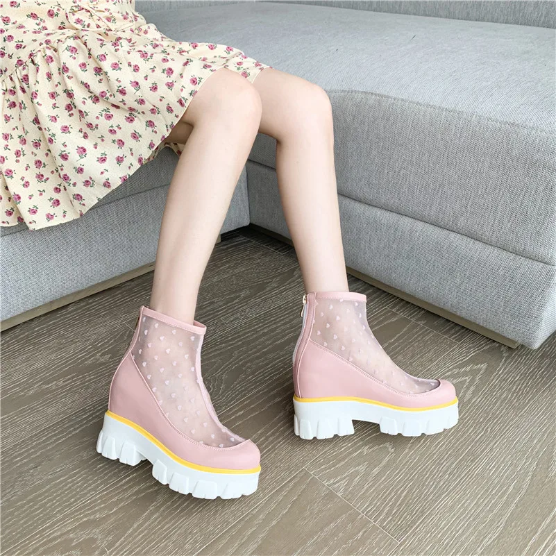Ботильоны женские на платформе и высоком каблуке розовые 43 цвета | Обувь