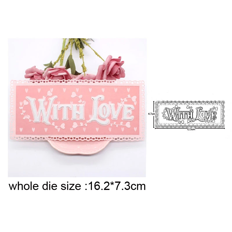

With Love Hearts Frame Metal Cutting Dies Stencils for DIY Scrapbooking Decor Embossing die cut DIY Album Card Making Craft dies