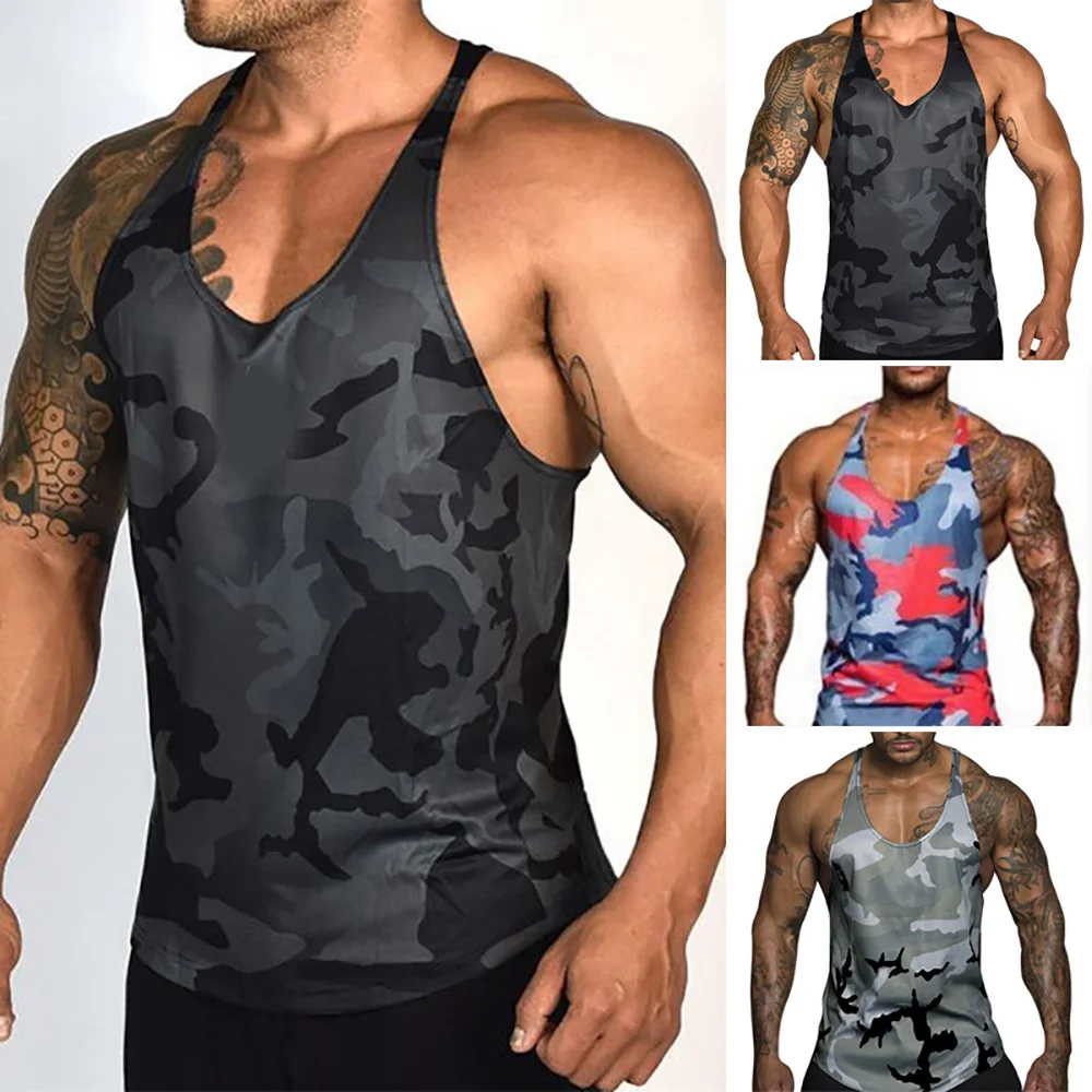 

Men's Camouflage Tank Tops Summer Print Fashion Comfortable Slim Fit Breathable Sleeveless Sport Vest Pullover Tank Tops Male
