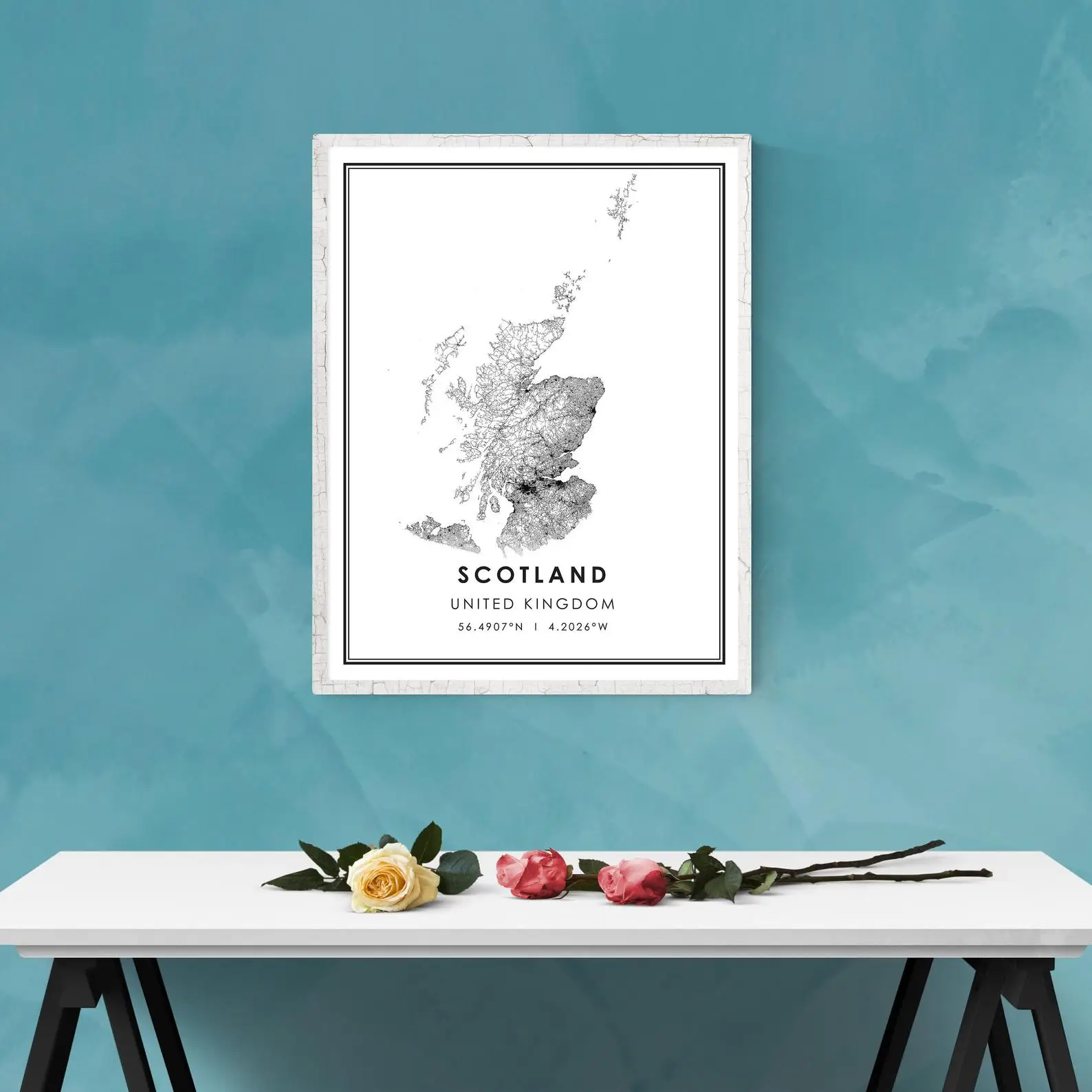 Карта страны Шотландии плакат холст Шотландия Великобритания города Постер -