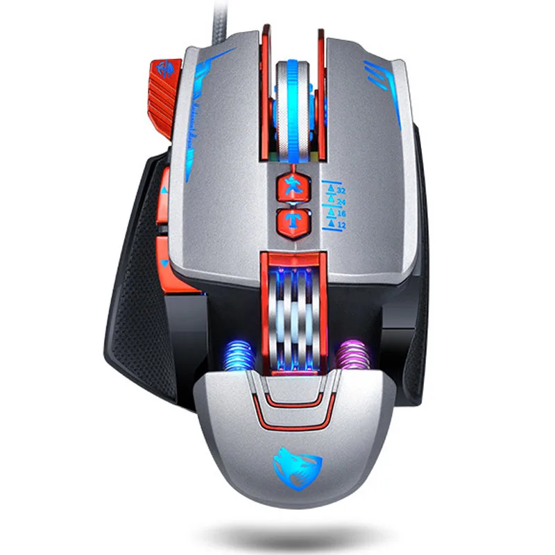 V9 Silver Профессиональная игровая мышь 8D 3200 dpi, регулируемая Проводная оптическая светодиодный компьютерная игровая мышь, USB кабель, мышь для ПК и ноутбука - Цвет: V9 Silver