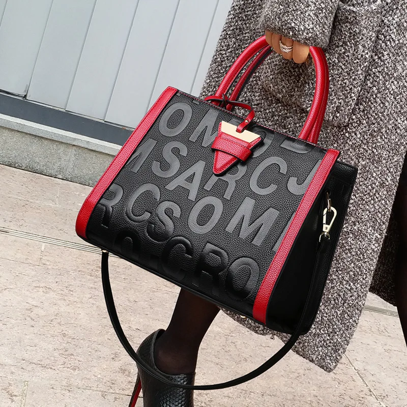 

satchels Genuine Leather Handbags 2021 New Large-capacity Fashion Letters Portable High-end Versatile one Shoulder Messenger Bag