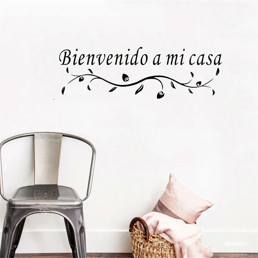 

Spanish Quote Wall Stickers Bienvenido A Mi Casa for Wall Lettering For Living Room Bedroom Revocable Vinyl Mural RU4028
