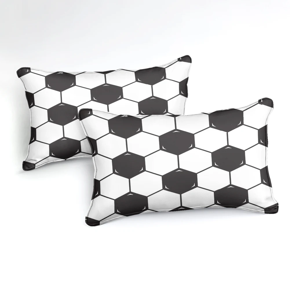 3 Pieces Black White Geometric Duvet Cover Set Sports Ball Bedding Kids Boys Girls Soccer Quilt Cover Queen Bed Set Dropship