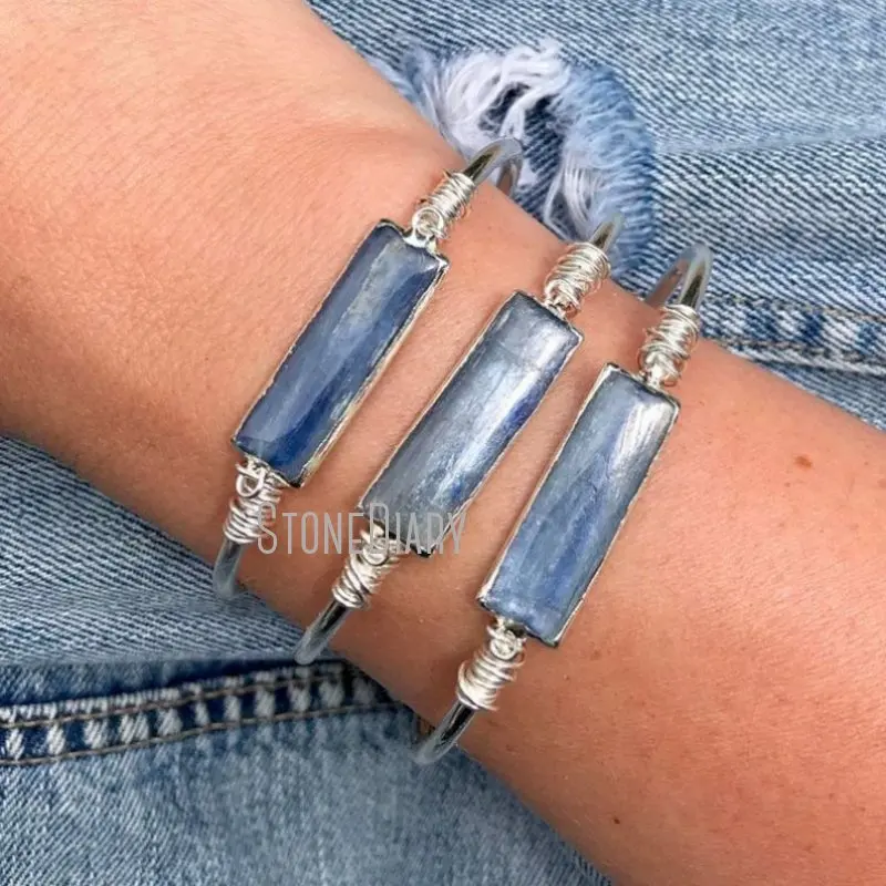 Синий Браслет-манжета BM27738 из кианита регулируемый браслет в стиле бохо