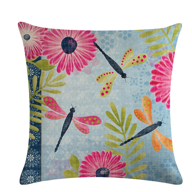 Butterfly Flower Bird Spring Pattern Pillow Cover Cushions For Sofa Oil Painting Pillowcase Case On The Art Throw Pillows | Дом и сад