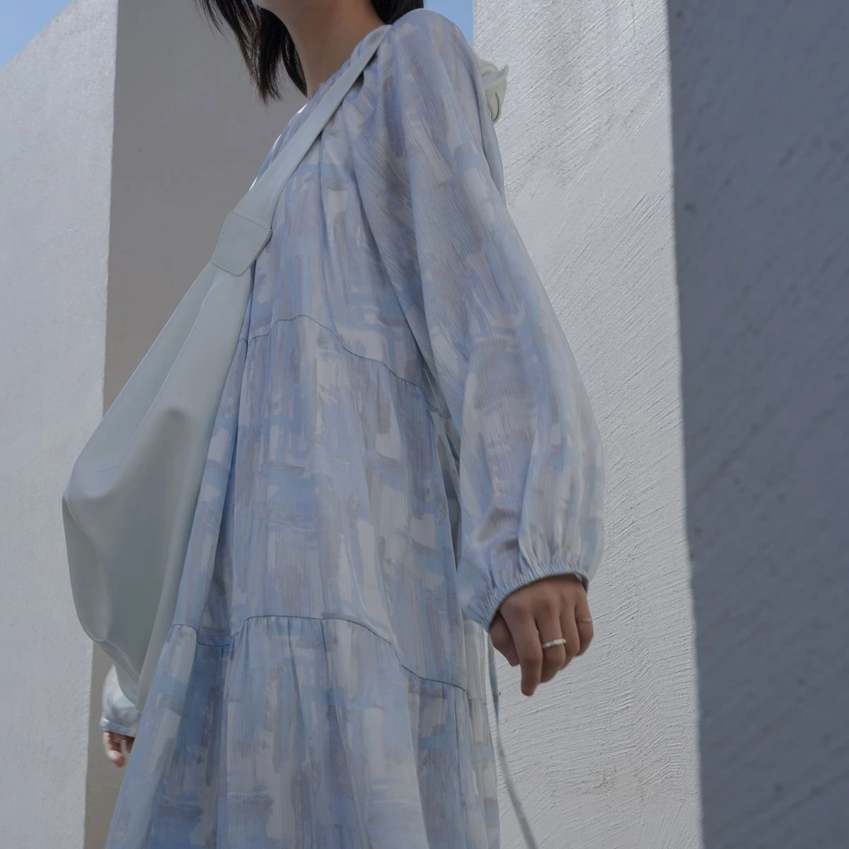 Платье с длинными рукавами О-образным вырезом Новый дизайн для подростков миди