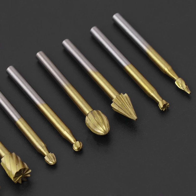 

10pcs 3mm Shank Rotary Burr Set Rotary File Drill Bits Engraving Cutter Wood Tool Electric Grinding Polishing Head