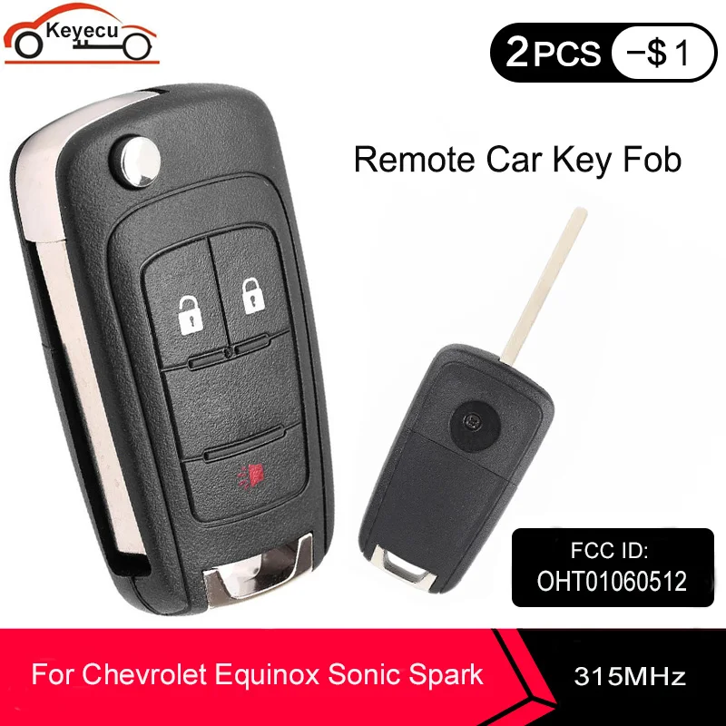 KEYECU дистанционный ключ брелок от машины 3 кнопки 315 МГц ID46 чип для Chevrolet Equinox Sonic Spark