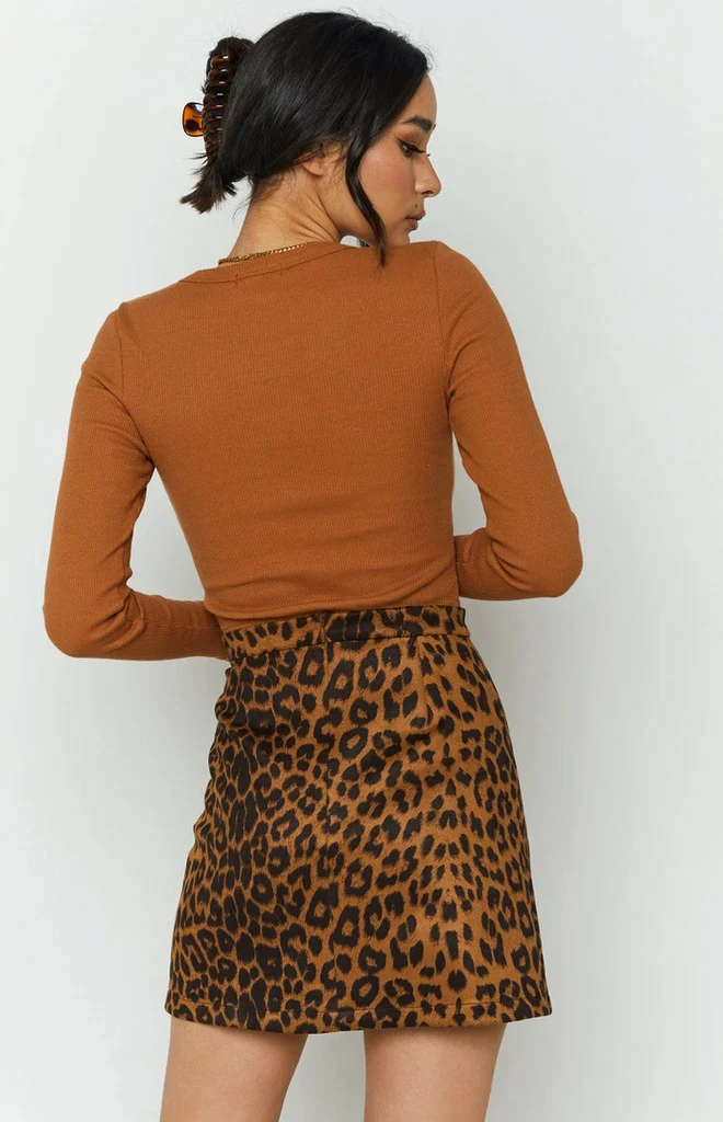 

Women's Leopard Mini Bodycon Skirt England Style High Waist Slim Short Pencil Skirt A-Line Fashion Lady Bottoms Autumn Spring