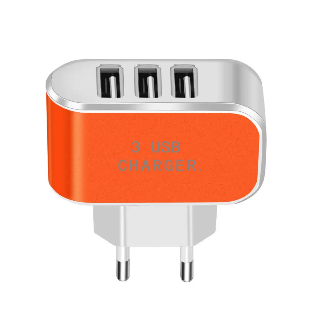 orange 3 порты usb-телефон зарядное устройство дорожные настенные usb-зарядные устройства адаптер питания Европейская USB зарядка для iPhone X huawei P20 Xiaomi 6/8 samsung plug - Тип штекера: orange