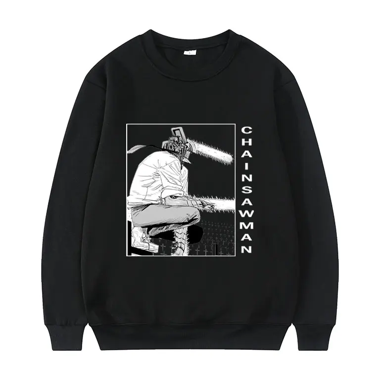 

2021 New Cool Manga Style Chainsaw Man Print Sweatshirt Men Women Hip Hop Loose Pullover Couples Oversized Japanese Sweatshirts