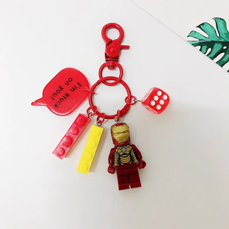 Disney Iron Man Captain America Thor Spider Jedi Knight Anime Figure Key Chains Building Block Marvel Avengers Keychains | Украшения и