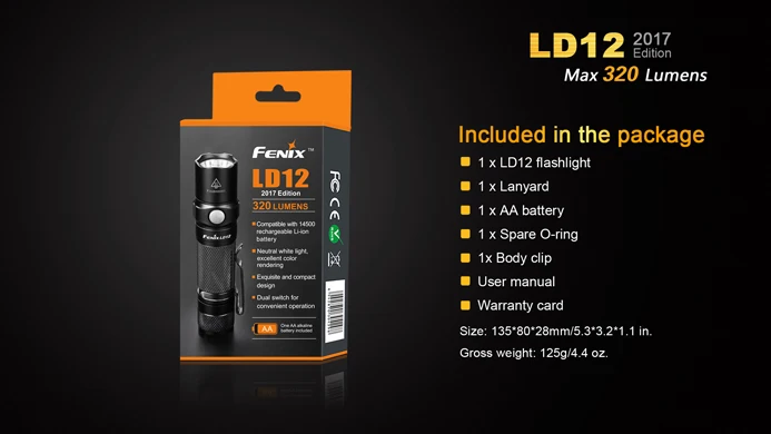 New Fenix LD12 2017 CREE XP-G2 R5 320 Lumens LED Flashlight Torch | Headlamps