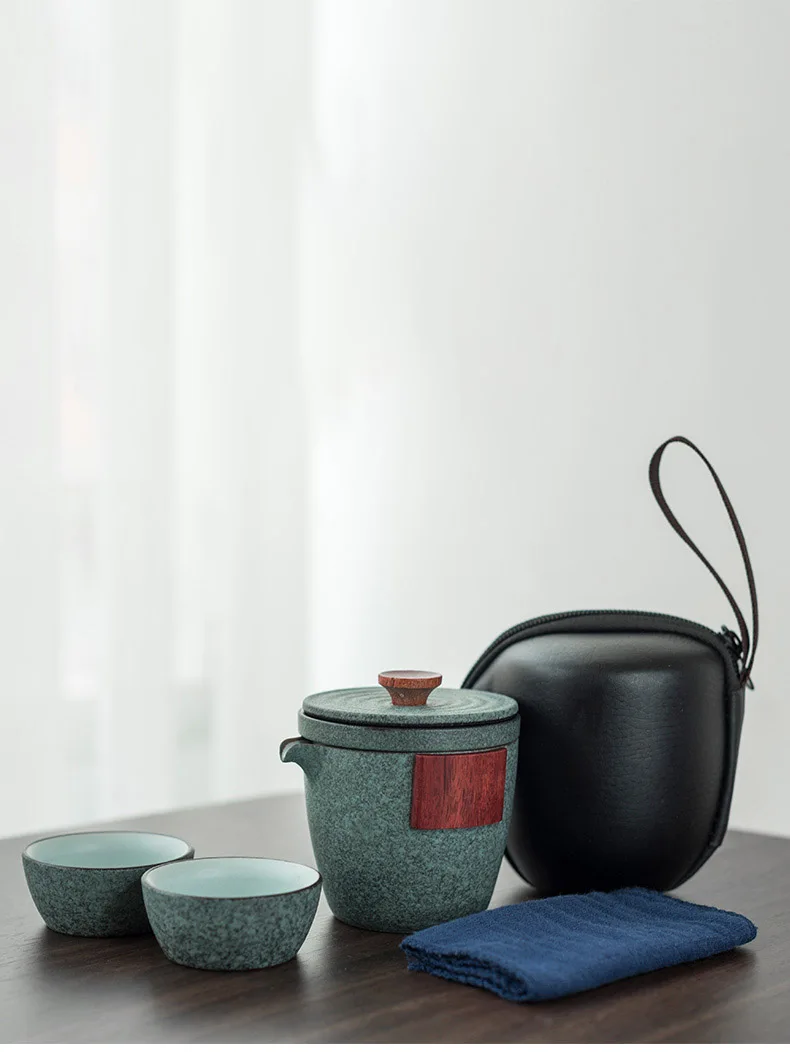 LUWU керамический чайник Gaiwan с 2 чашки и чайные наборы цзялэ(Портативный Путешествия Чайный сервиз с дорожная сумка
