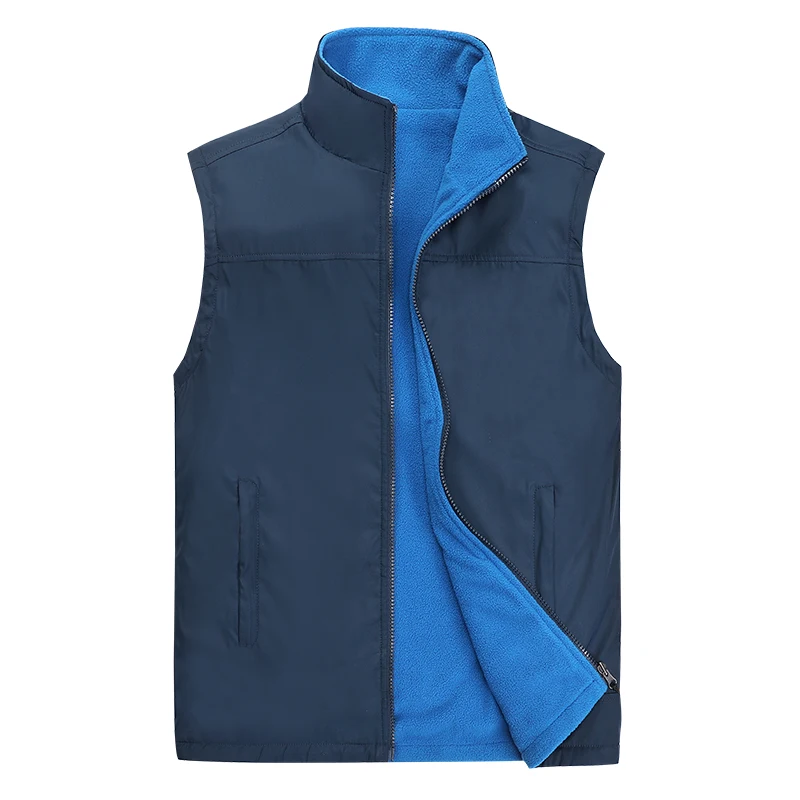 Новинка 2019 зимний мужской двусторонний флисовый жилет со стоячим воротником