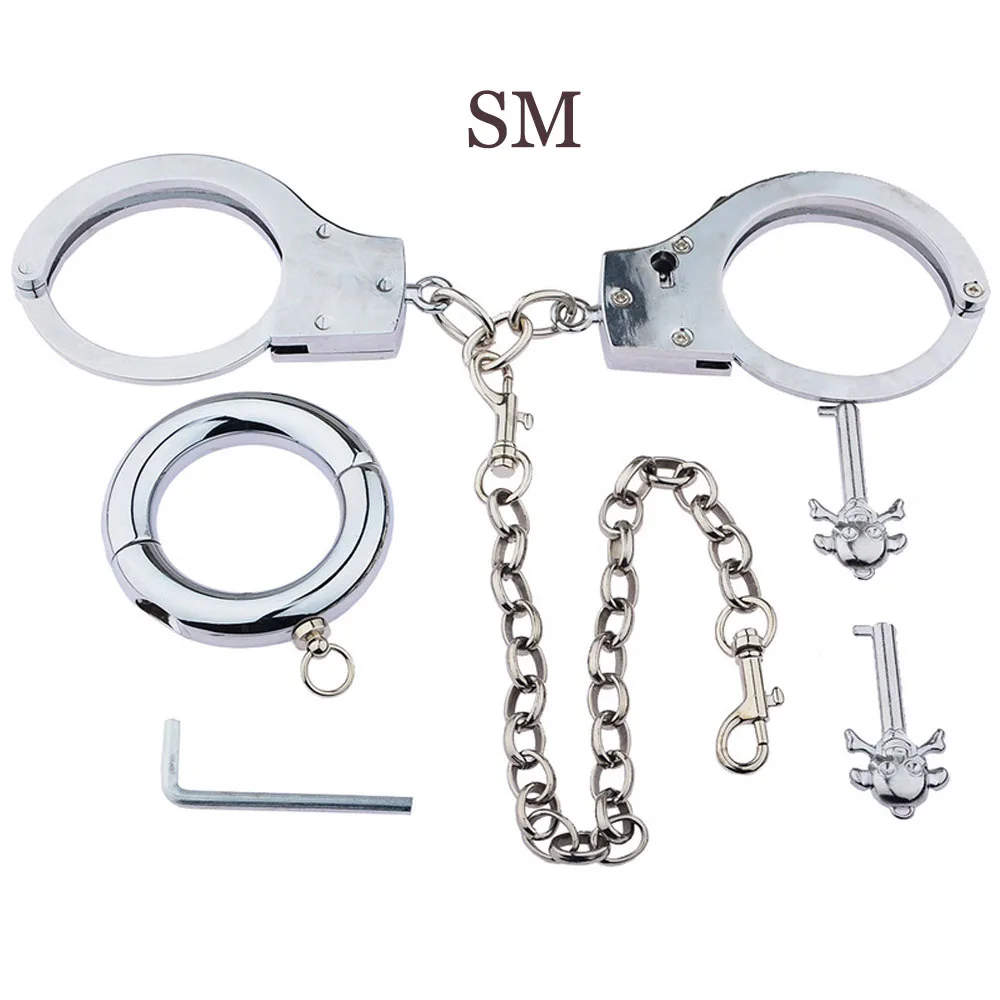 БДСМ наручники Металлические Кольца для пениса мужчин бандаж геев из