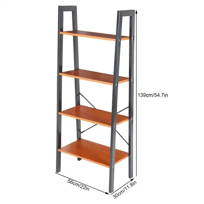 

Book Storage Rack 4 Tier Trapezoid Bookshelf Ladder Bookcase Storage Rack Book Stand Home Supplies wooden shelves for books