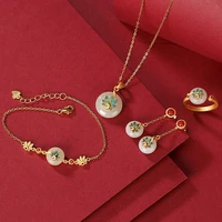 s925 sterling silver gold plated cloisonne hetian jade national fashion peacock safety buckle earrings rings pendants bracelet