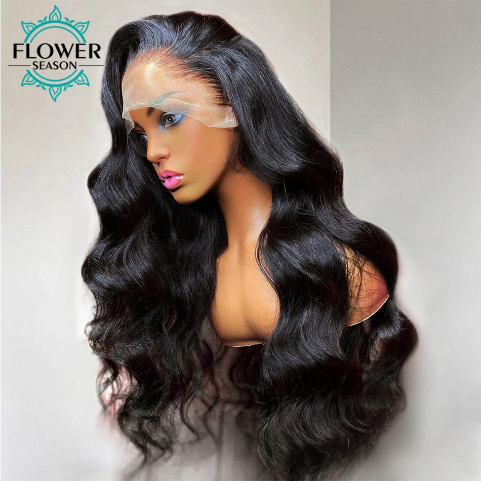 

13x6 HD Lace Front Wig Glueless Body wave Human Hair Wigs Brazilian Remy hair 180Density Preplucked Transparent Lace FlowerSeaso