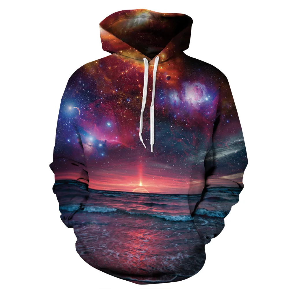 Новые модные 3D толстовки для мужчин/женщин с принтом Sunrise Space Galaxy Толстовка